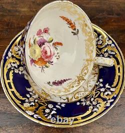 Minton Porcelain Cup and Saucer Sevres Style Cobalt Blue Heavy Gold Enameled