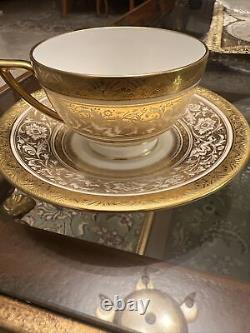 Minton Rare Porcelain Ball # 5161 Tea Cup & Saucer 22k Gold England