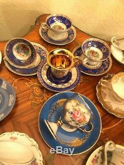 Mixed 20 Cups and Saucers Vintage German Bavaria Danish Coffee Porcelain Set