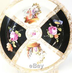 Mixed Dresden & Meissen Soup Bowls and Cup & Saucer. Quatrefoil Courting Scenes