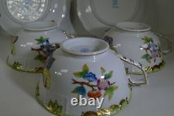 Mocha Tea Cup Saucer 3 sets Hungary Herend Porcelain Hand painted Queen Victoria