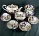 N937 C1820 Antique Derby Porcelain Imari Decorated Teaset Teapot Cups Saucers