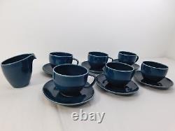 NEW 2018 Rosenthal Junto Porcelain Coffee Tea Cup Set Saucers Cream Ocean Blue