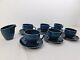 New 2018 Rosenthal Junto Porcelain Coffee Tea Cup Set Saucers Cream Ocean Blue