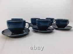 NEW 2018 Rosenthal Junto Porcelain Coffee Tea Cup Set Saucers Cream Ocean Blue