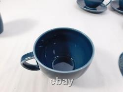 NEW 2018 Rosenthal Junto Porcelain Coffee Tea Cup Set Saucers Cream Ocean Blue