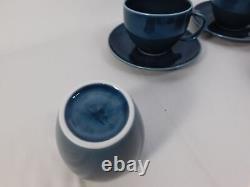 NEW 2018 Rosenthal Junto Porcelain Coffee Tea Cup Set Saucers Cream Ocean Blue