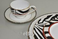NEW Lenox 40 PC DINNER ACCENT BUTTER SAUCER Plate s Cups SCALAMANDRE ZEBRAS Red