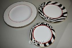 NEW Lenox 40 PC DINNER ACCENT BUTTER SAUCER Plate s Cups SCALAMANDRE ZEBRAS Red