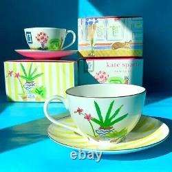NIB? Kate Spade x Lenox Illustrated Porcelain Set of 4 Cups & Saucers Tea Coffee