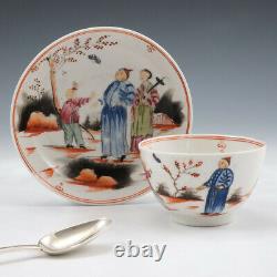 New Hall Porcelain Boy and Butterfly Pattern Teabowl and Saucer c1800