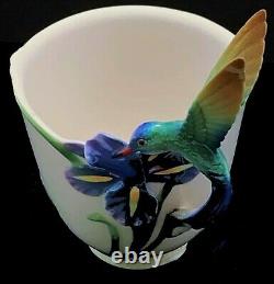 Nib Franz Long Tail Hummingbird Design Porcelain Cup & Saucer Set #fz00129