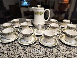 Noritake Progression SPRINGFIELD 9026 Coffee/Tea Pot, 12 Set of Cups & Saucers