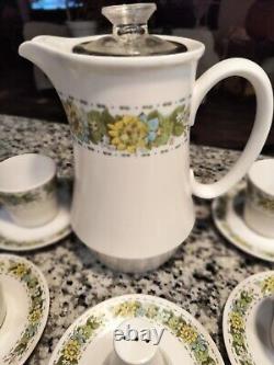 Noritake Progression SPRINGFIELD 9026 Coffee/Tea Pot, 12 Set of Cups & Saucers