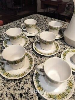 Noritake Progression SPRINGFIELD 9026 Coffee/Tea Pot, 12 Set of Cups & Saucers