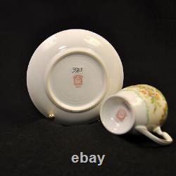 Noritake Tray Teapot Creamer Sugar 2 Cups & Saucers Floral Green Gold 1918-1931