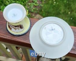 Nymphenburg Antique Porcelain Cup and Saucer Hand Painted Landscape Empire Mocha