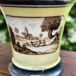 Nymphenburg Antique Porcelain Cup and Saucer Hand Painted Landscape Empire Mocha