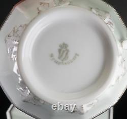 Nymphenburg Porcelain Pearl Symphony Mint Green Platinum Silver Cup & Saucer