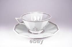 Nymphenburg Porcelain Pearl Symphony Mint Green Platinum Silver Cup & Saucer