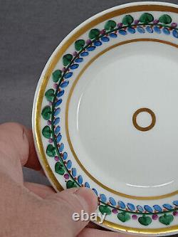 Old Paris Blue Purple Red & Green Floral Gold Coffee Cup & Saucer C. 1815-1830 B