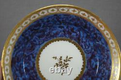 Old Paris Hand Painted Blue Marbleized & Gold Floral Coffee Cup & Saucer C. 1790