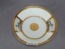 Old Paris Hand Painted Equestrian Renaissance Gentleman Gold Coffee Cup & Saucer