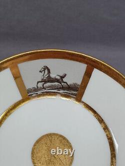 Old Paris Hand Painted Equestrian Renaissance Gentleman Gold Coffee Cup & Saucer