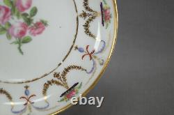 Old Paris Hand Painted Pink Rose Floral & Gold Swags Coffee Cup & Saucer B