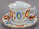 Old Paris Hand Painted Red & Blue Floral & Gold Miniature Tea Cup & Saucer