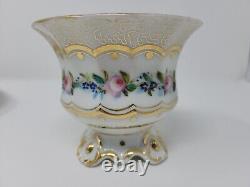 Old Paris Porcelain Coffee Cup & Saucer Gold Gilt, Roses C. 1840s #4