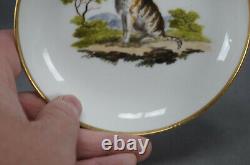 Old Paris Porcelain Hand Painted Cat Landscape & Gold Tea Cup & Saucer C. 1820s