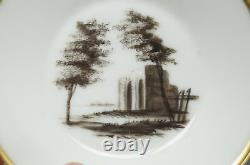 Old Paris Porcelain Hand Painted Church & Ruins Coffee Cup & Saucer C. 1800-1830