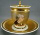 Old Paris Porcelain Hand Painted William Blake Portrait Gold Cup & Saucer C 1820