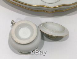 Old Paris Porcelain Pot De Creme Set 19thC French Empire Turquoise Cups Tray Lid