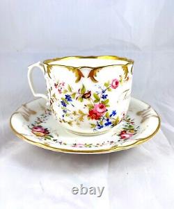 Old Paris Vieux Porcelain Oversized Breakfast Cup & Saucer Forget Me Not Excelle