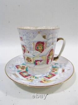 Old USSR Lomonosov Porcelain Winter Day Cup & Saucer #2of2 Hand Painted