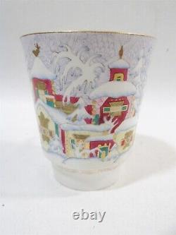 Old USSR Lomonosov Porcelain Winter Day Cup & Saucer #2of2 Hand Painted