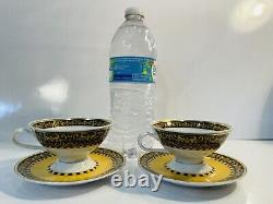 PAIR Rosenthal Versace Barocco Porcelain Demitasse Espresso Cups Saucers Perfect