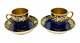 Pair Manufacture De Sevres France Porcelain Cobalt Blue Cup And Sacuers 1847