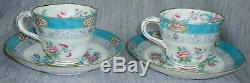 Pair Of Antique English Minton Porcelain Cup And Saucer Hand Painted