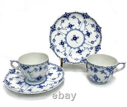 Pair Royal Copenhagen Porcelain Cup and Saucer in Half Lace, Mid Century