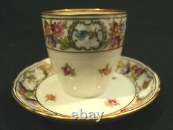 Pair SCHUMANN Empress Dresden Flowers Porcelain Cup & Saucer Sets