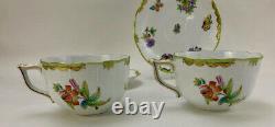 Pair of Herend Queen Victoria Pattern 16 oz. Latte / Jumbo Cups & Saucers. RARE