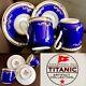 Pair Of Rare Titanic Artefact Collection Cobalt Blue Porcelain Cups & Saucers