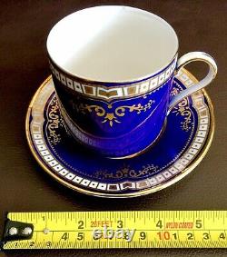 Pair of Rare Titanic Artefact Collection Cobalt Blue Porcelain Cups & Saucers