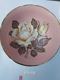 Paragon Double Warranted By Appointment Pink Floating Rose Cup & Saucer
