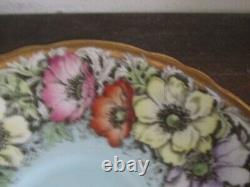 Paragon England Porcelain Tea Cup And Saucer Poppies On Gold Blue