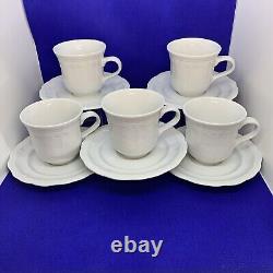 Pillivuyt Williams Sonoma Queen Anne Cups and Saucers Set Of 5 France Porcelain