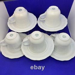 Pillivuyt Williams Sonoma Queen Anne Cups and Saucers Set Of 5 France Porcelain